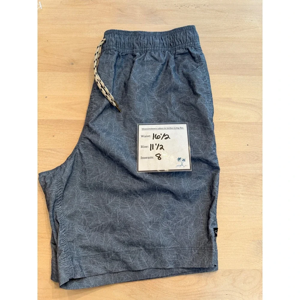 Rails Mens Shorts Large Blue‎ Leaf Print Elastic Waist Swim Trunks Casual